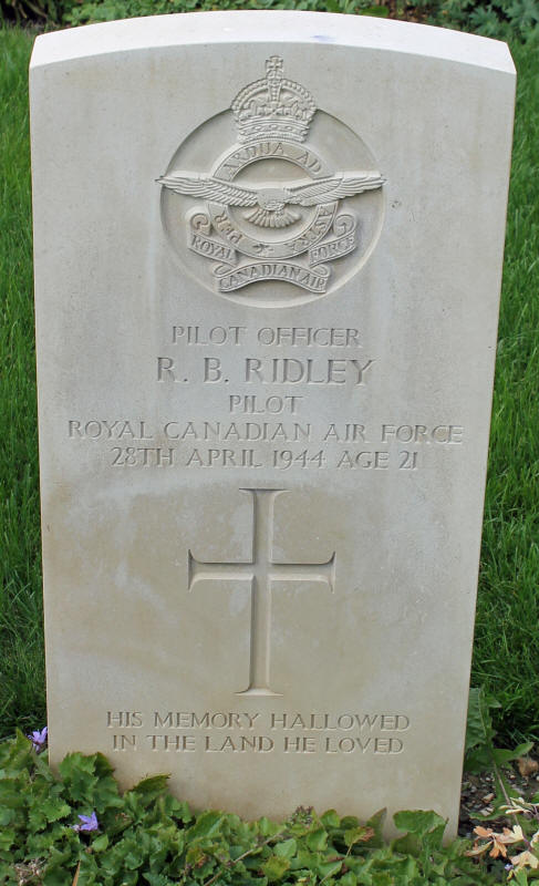 P/O Robert Burns Ridley<br /><br /><br />died on active duty - April 28th, 1944